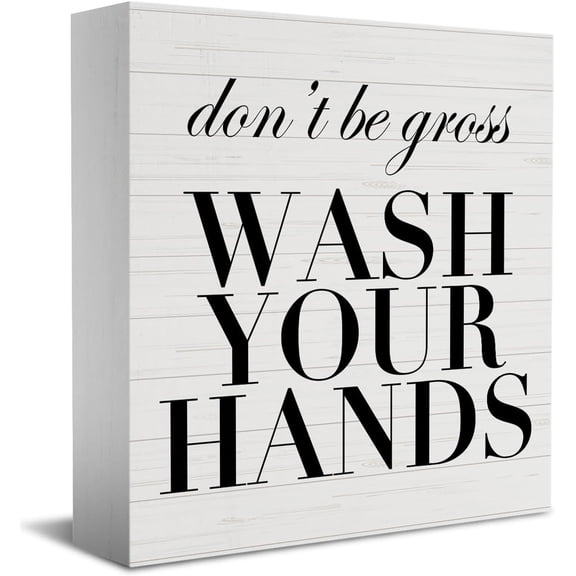 Zomyto 5"x5" Wash Your Hands Sign Bathroom Decor Funny Bathroom Toilet Decor Art Bathroom Wooden Box Sign