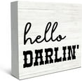 thumbnail image 1 of Zomyto 5"x5" Western Desk Decor,Hello Darling Wood Box Sign Desk Decor,Rustic Wooden Block Box Sign Decoration For Home Bathroom Shelf Table Decor, 1 of 6