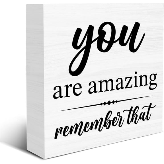 Zomyto 5"x5" You Are Amazing Remember That Wooden Box Sign Positive Uplifting Quote Wood Sign Decor Wooden Block Sign