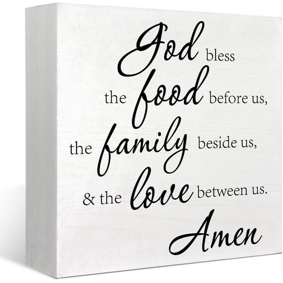 Zomyto 5"x5" kitchen decor, Bless the Food Before Us Wood Box Sign Decor, Christian Bible Verse Decor Farmhouse Kitchen Table Shelf Decor,