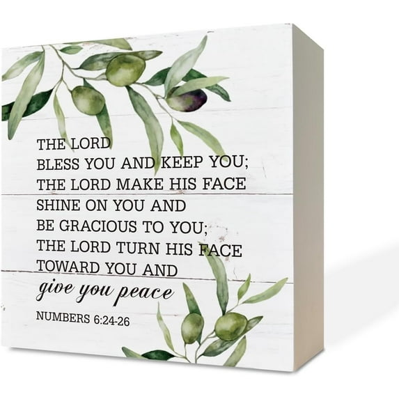 Zomyto 5x5 IN Christian Sign, Wooden Box Sign Desk Decor, The Lord Bless You and Keep You - Numbers 6:246