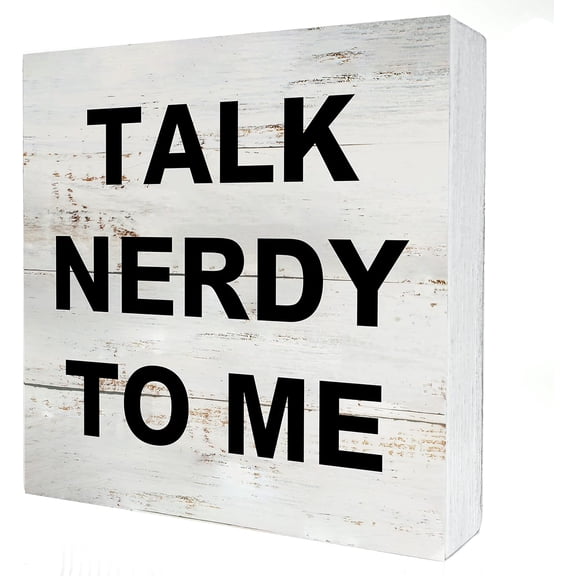 Zomyto 5x5 IN Funny Talk Nerdy to Me Wooden Box Sign Desk Decor Rustic Nerdy Decor