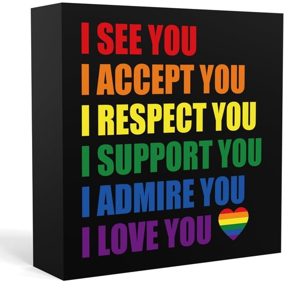 Zomyto 5x5 IN Gay Pride Gifts Equal Rights Human Rights, Gay Pride LGBTQ+ Wooden Box Sign