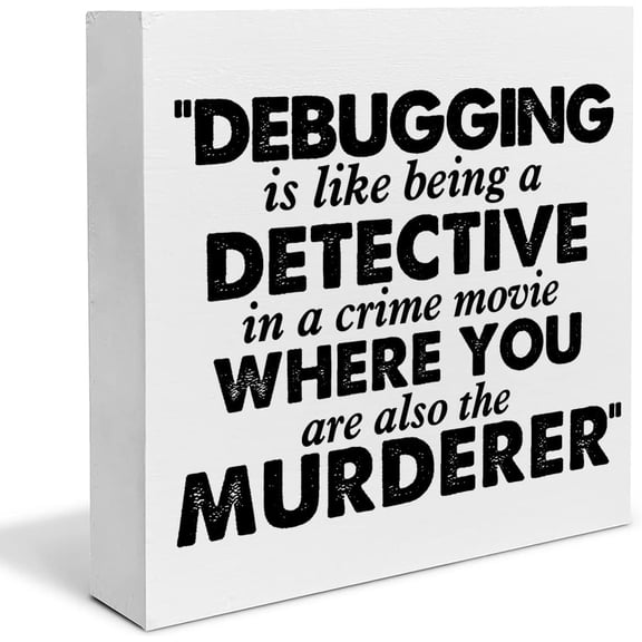 Zomyto 5x5 IN IT Tech Cubicle Office Desk Decor Sign Humor Wooden Box Sign Computer Programming Gifts