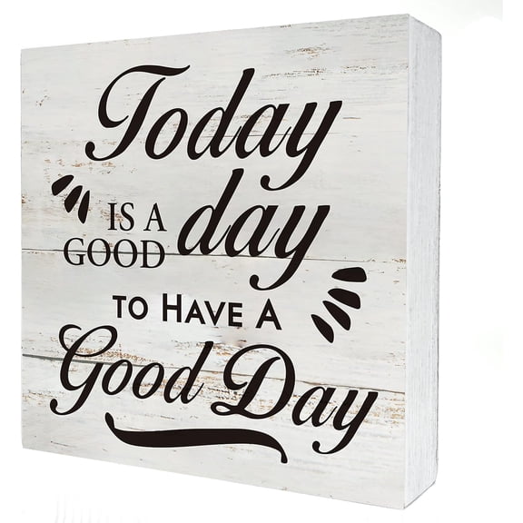 Zomyto 5x5 IN Inspirational Today is a Good Day to Have a Good Day Wooden Box Sign Desk Decor Rustic Decor Decor