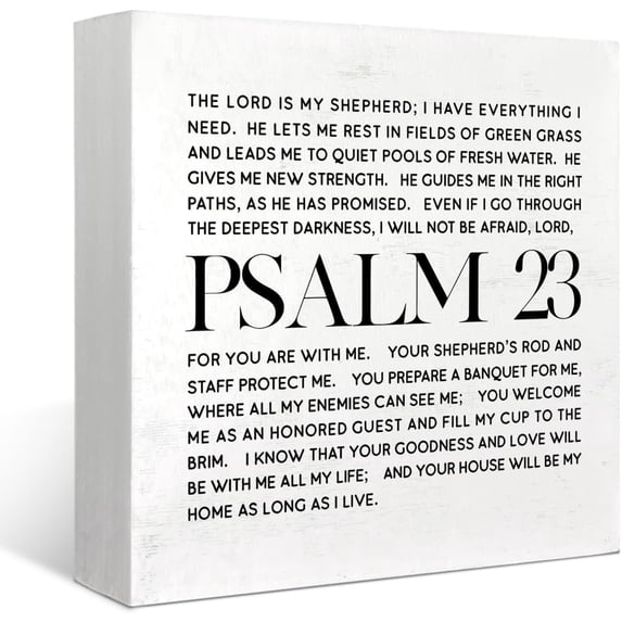 Zomyto 5x5 IN Inspirational Wooden Box Signs,Psalms 23- The Lord is My Shepherd, Bible Verse Decor