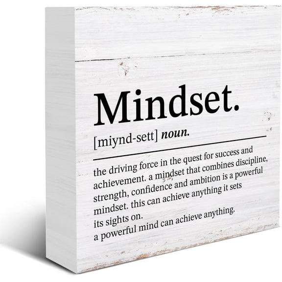 Zomyto 5x5 IN Mindset Definition Wooden Box Sign Inspirational Quotes Wood Sign Decor