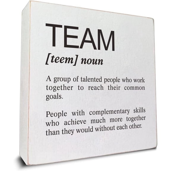 Zomyto 5x5 IN Team Definition Wooden Box Sign Desk Decor, Inspirational Team Quote
