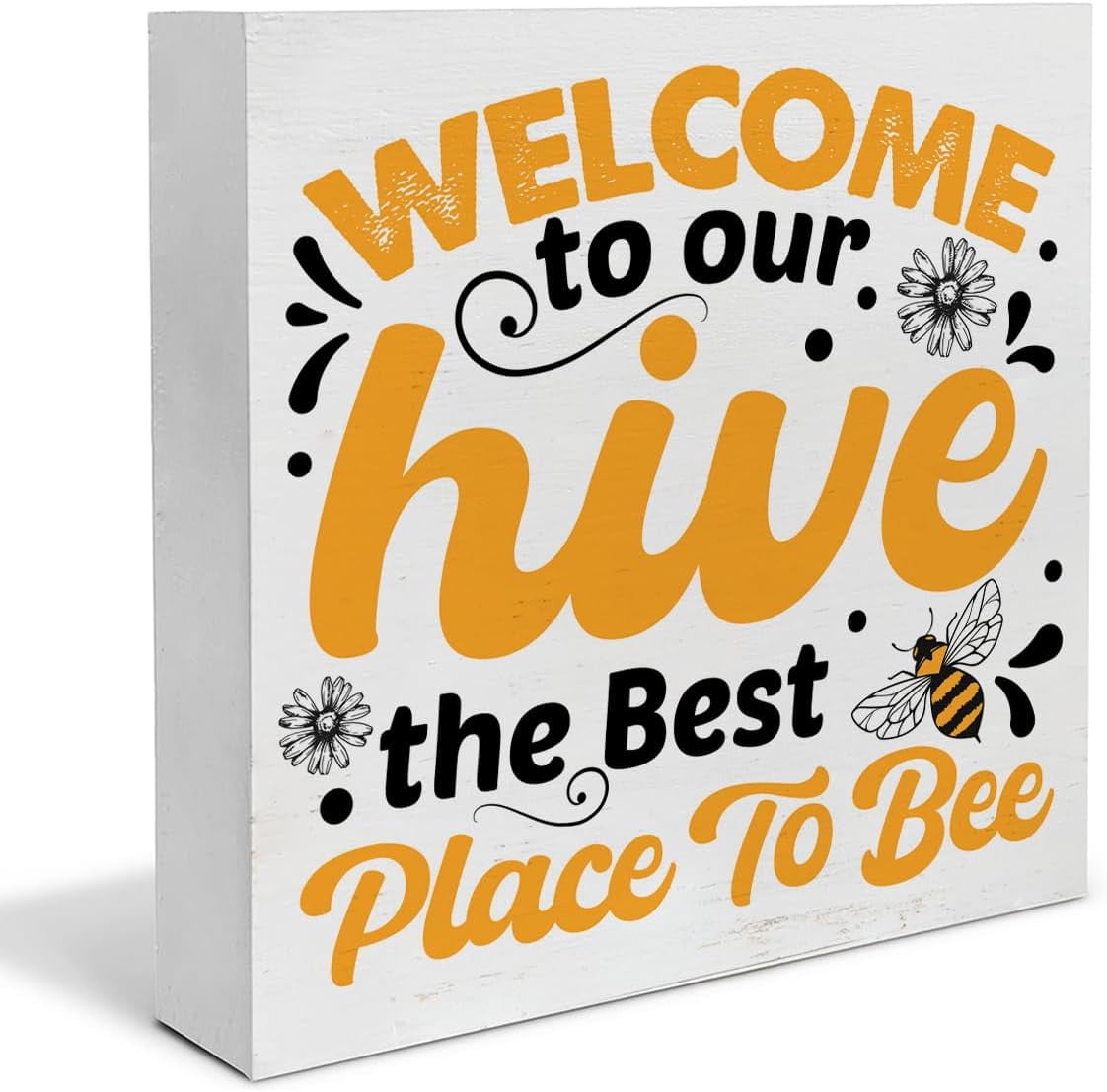 Zomyto 5x5 IN Welcome to Our Hive Wood the Best Place to Be Wooden Box ...