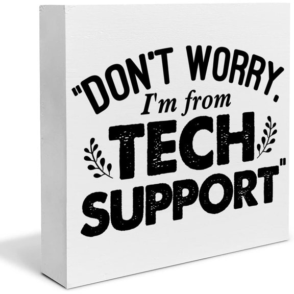 Zomyto 5x5 IN Wooden Box Sign Gift for Computer Programmer, Funny Office Desk Decor Sign
