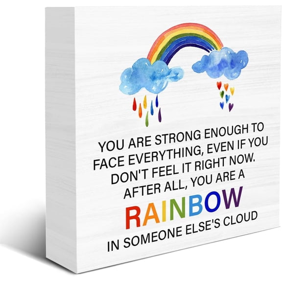 Zomyto 5x5 IN You Are Strong Enough to Face Everything Wooden Box Sign Cheer Up Gift Wood Sign