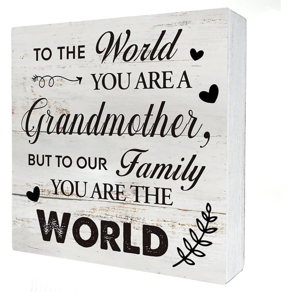 Zomyto 5x5 IN to the World You are a Grandmother Wooden Box Sign Desk Decor Rustic Grandmother Sayings Wood Block Plaque