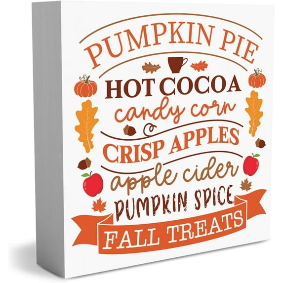 Zomyto 5x5 In Country Fall Wooden Box Sign Rustic Farmhouse Style Fall Treats Wood Block Plaque