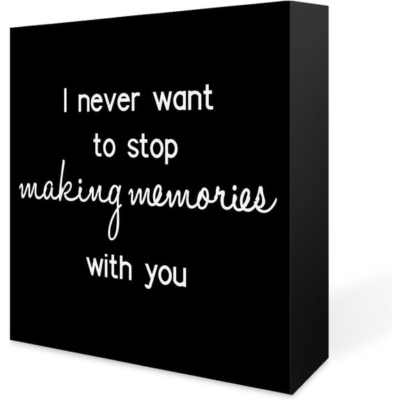 Zomyto 5x5 In Family Signs for Home Decor I Never Want to Stop Making Memories with You Wooden Box Sign Desk Decor