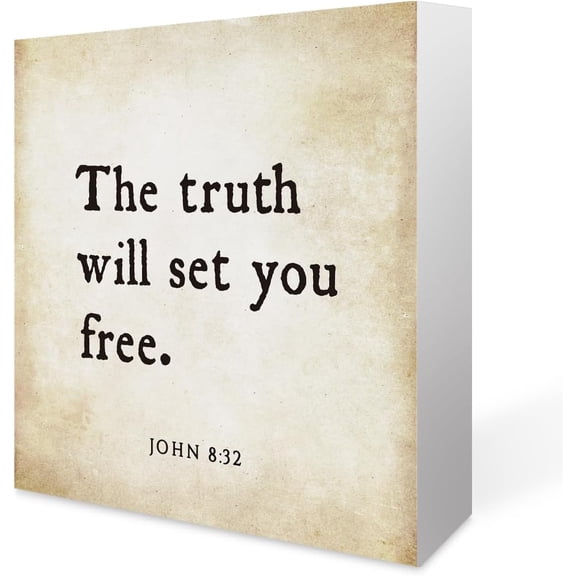 Zomyto 5x5 In Funny Bible Verse The Truth Will Set You Free John 8 32 Wooden Box Sign Scripture Desk Decor