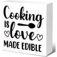 thumbnail image 1 of Zomyto 5x5 In Funny Kitchen Wooden Box Sign - Cooking is Love Made Edible, 1 of 7