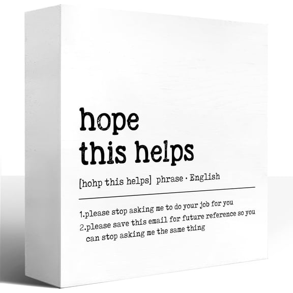 Zomyto 5x5 In Funny Wooden Box Sign,Hope This Helps Definition Wood Sign