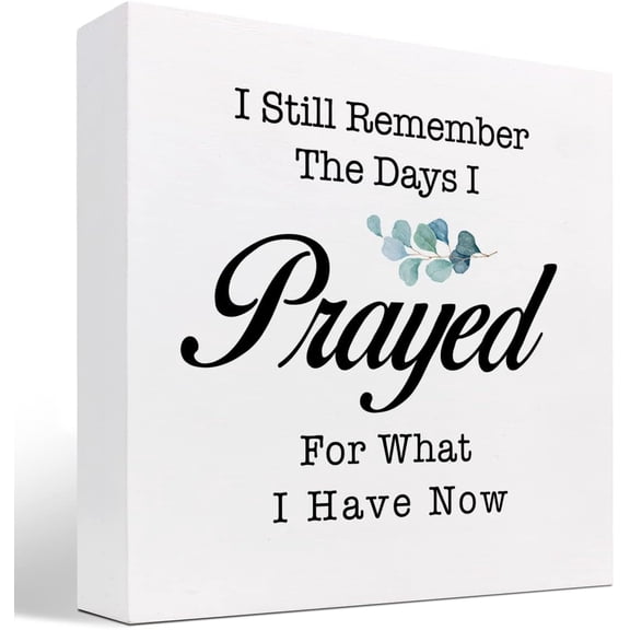 Zomyto 5x5 In I Still Remember The Days I Prayed for What I Have Now Wooden Box Sign Decor Desk Sign,Prayer Religious Christian Wooden Box Block Sign