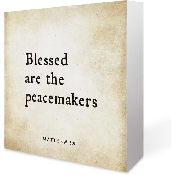 Zomyto 5x5 In Inspirational Bible Verse Blessed Are The Peacemakers Wooden Box Sign Matthew 5:9 Rustic Scripture Decor
