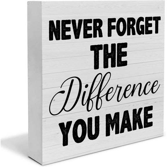 Zomyto 5x5 In Inspirational Sign Never Forget the Difference You Make Wooden Wooden Box Sign Positive Quote Desk Decor