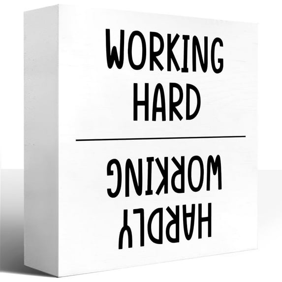 Zomyto 5x5 In Inspirational Wooden Box Sign,Working Hard Hardly Working