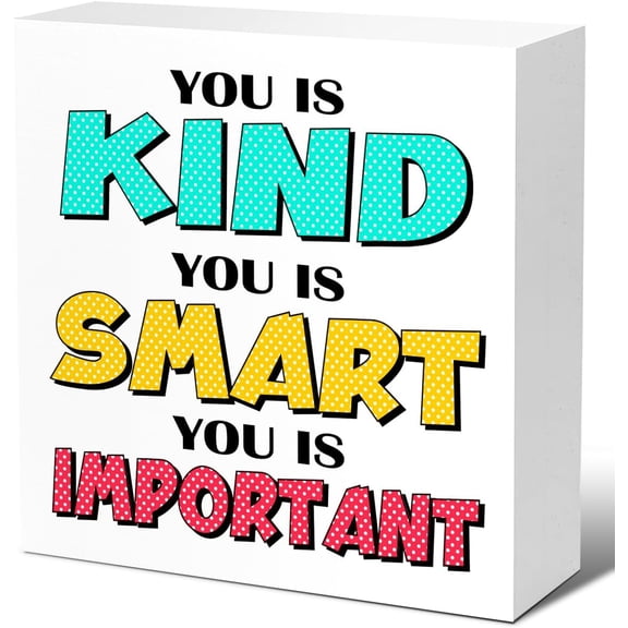 Zomyto 5x5 In Inspirational Wooden Box Sign,You Is Kind You Is Smart You Is Important Wood Sign