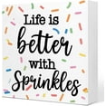 thumbnail image 1 of Zomyto 5x5 In Life with Sprinkles Inspirational Wooden Box Sign Desk Decor,Rustic Summer Theme Wooden Sign, 1 of 6
