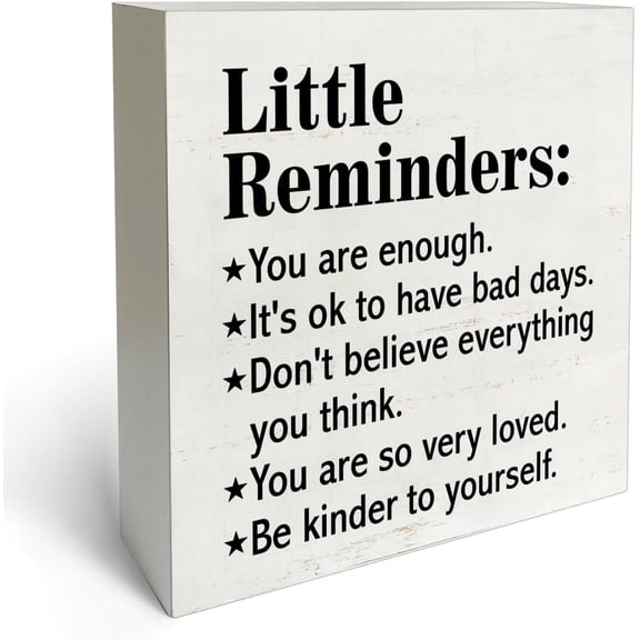 Zomyto 5x5 In Little Reminders Wooden Box Sign Desk Decor Mental Health Gift Wooden Block Plaque