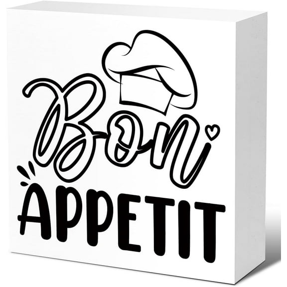 Zomyto 5x5 In Rustic Bon Appetit Kitchen Sign Decor,Funny Kitchen Wooden Box Sign