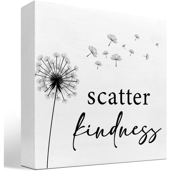 Zomyto 5x5 In Scatter Kindness Dandelion Wooden Box Sign Desk Decor Kindness Quote Wooden Box Plaque Sign Desk Decor