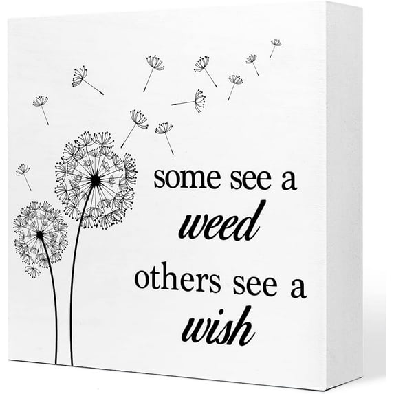 Zomyto 5x5 In Some See A Weed Others See A Wish Dandelion Quote Wooden Box Sign Inspirational Desk Decor