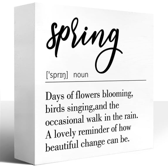 Zomyto 5x5 In Spring Wood Block Plaque Box Sign,Spring Definition Wooden Box Sign