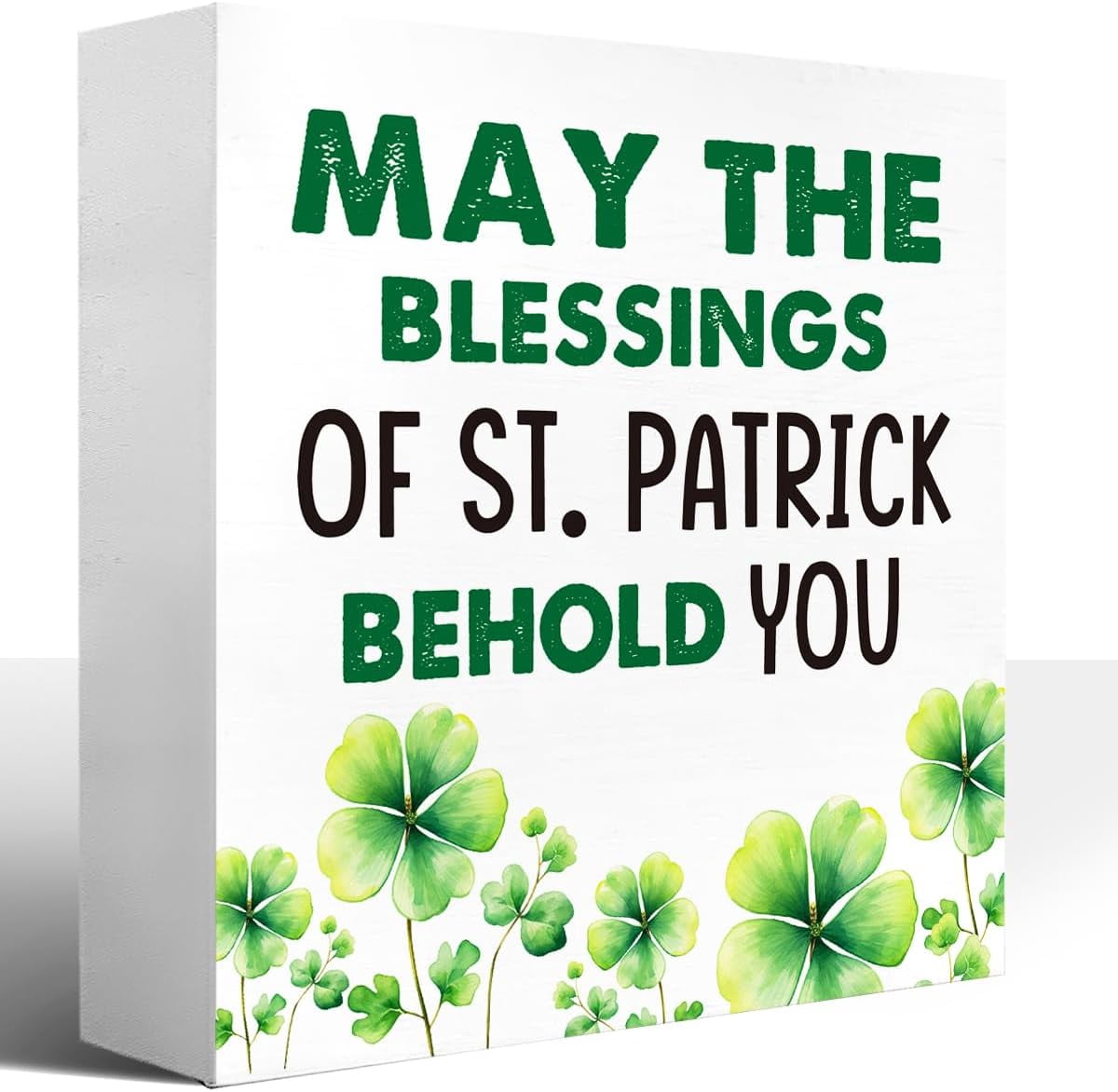 Zomyto 5x5 In St Patricks Day Shamrock Wooden Box Sign,May the ...