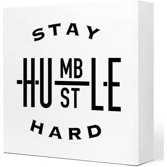 Zomyto 5x5 In Stay Humble Hustle Hard Wooden Box Sign,Inspirational Wood Block Sign