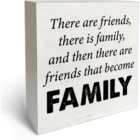 Zomyto 5x5 In There Are Friends There Is Family Wooden Box Sign Desk Decor Wooden Block Plaque