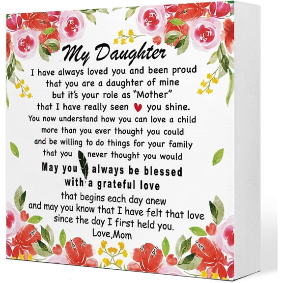 Zomyto 5x5 In To My Daughter Wood Sign Gift,May You Always Be Blessed Wood Plaque Sign