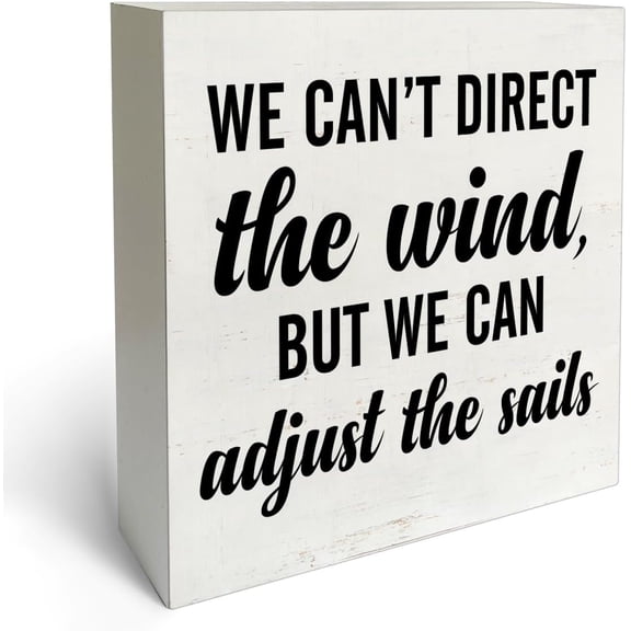 Zomyto 5x5 In We Cant Direct the Wind Wooden Box Sign Desk Decor Positive Wooden Block Plaque