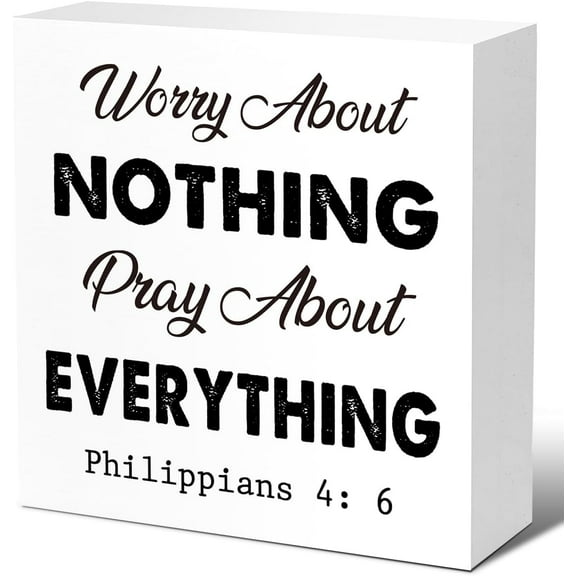 Zomyto 5x5 In Worry About Nothing Pray About Everything Wooden Box Sign