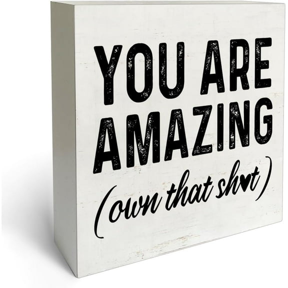 Zomyto 5x5 In You Are Amazing Wooden Box Sign Desk Decor Humor Encourage Quotes Wooden Block Plaque