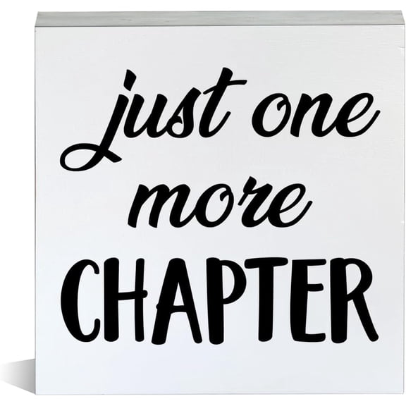 Zomyto 5x5 Inch Book Lover Decor Just One More Chapter Wooden Box Sign Rustic Book Worm Nerd Decorative Desk Sign