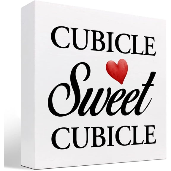 Zomyto 5x5 Inch Cubicle Sweet Cubical Wooden Box Sign Decor Desk Sign,Rustic Inspirational Wooden Box Block Sign