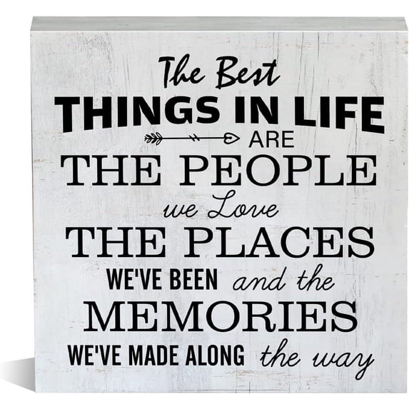 Zomyto 5x5 Inch Family Friendship Wooden Box Sign Rustic Style the Best Things in Life are the People Wood Block Tabletop Sign Decorative Desk Sign