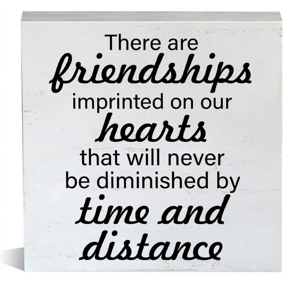Zomyto 5x5 Inch Farmhouse Friendship Wooden Box Sign Rustic Style There are Friendships Quotes Wood Block Tabletop Sign Decorative Desk Sign