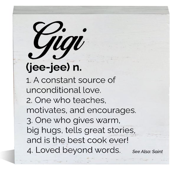 Zomyto 5x5 Inch Farmhouse Gigi Definition Wooden Box Sign Rustic Style Gigi Wood Block Tabletop Sign