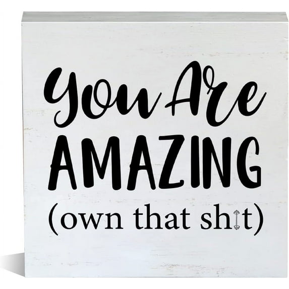 Zomyto 5x5 Inch Farmhouse You Are Amazing Wooden Box Sign Fitness Wood Block Tabletop Sign Home Gym, Uplifting Gift