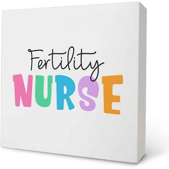 Zomyto 5x5 Inch Fertility Nurse Gifts Wooden Box Sign Decor,Pediatric Nurse Gift,Nurse Appreciation Gift,Rustic Wooden Block Plaque