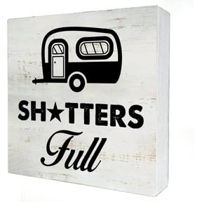 Zomyto 5x5 Inches Camping Wooden Box Sign with Saying Desk Decor RV Camper Box Sign Wood Block Sign Rustic Camp Decor