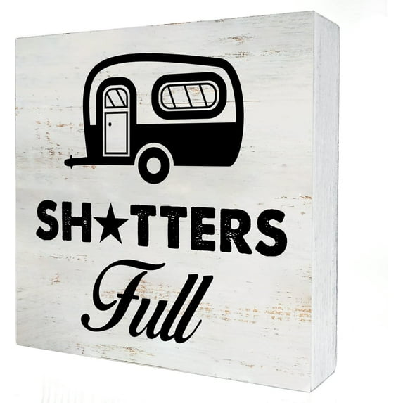 Zomyto 5x5 Inches Camping Wooden Box Sign with Saying Desk Decor RV Camper Box Sign Wood Block Sign Rustic Camp Decor