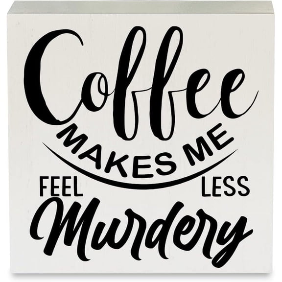 Zomyto 5x5 Inches Coffee Quote Saying Wood Box Sign Rustic Coffee Wooden Box Sign