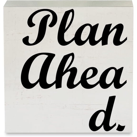 Zomyto 5x5 Inches Country Humor Office Wood Box Sign Gift for Teacher Rustic Plan Ahead Wooden Box Sign Decorative Signs